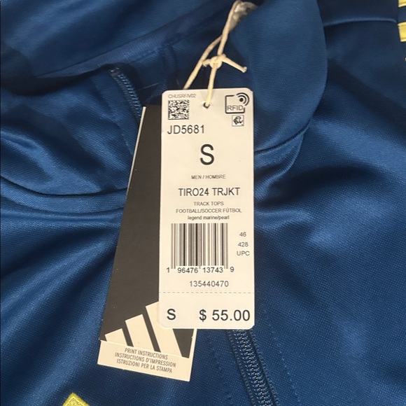Adidas Dark and Light Blue Tiro Soccer Jacket, small, nwt! - Picture 5 of 7